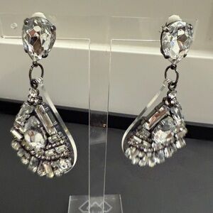 Elegant Silver Crystal Drop Earrings